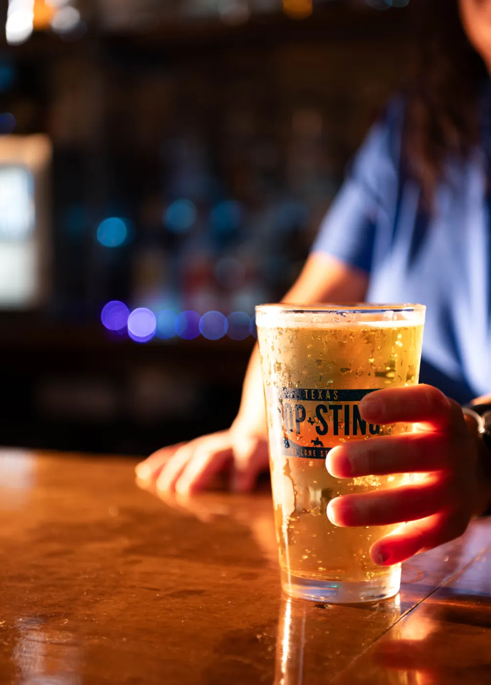 A cold draft beer served across the Backstreet bar
